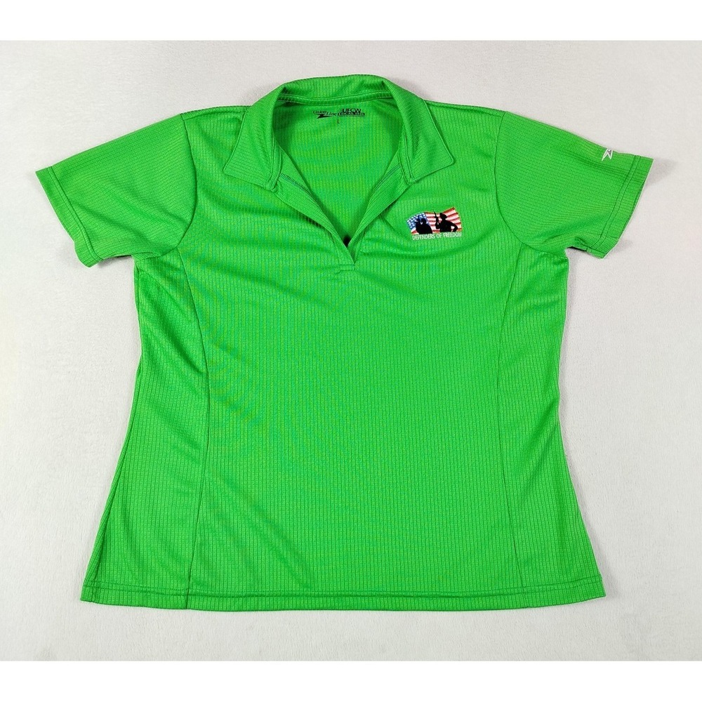 Union Line Polo Shirt Womens Large Green Defenders Of Freedom Military Patriotic
